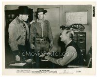 4h629 SILVER WHIP 8x10 still '53 Robert Wagner looks at Dale Robertson talking to man at desk!