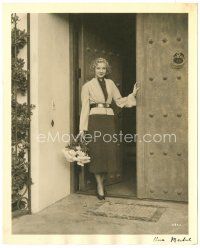 4h708 UNA MERKEL deluxe 8x10 still '30s standing full-length at the door to her home by Ted Allan!