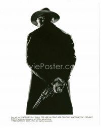 4h710 UNFORGIVEN 8x10 still '92 best image of gunslinger Clint Eastwood with his back turned!