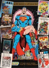 4j014 LOT OF 10 FOLDED COMIC BOOK POSTERS '80s Superman, X-Men, Thor & other Marvel heroes!