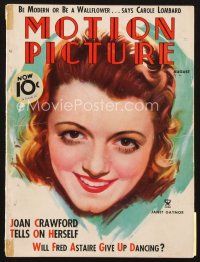 4j083 MOTION PICTURE magazine August 1935 artwork portrait of pretty Janet Gaynor by Morr Kusnet!