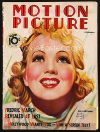 4j087 MOTION PICTURE magazine December 1935 smiling art portrait of Ann Sothern by Morr Kusnet!