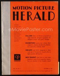 4j047 MOTION PICTURE HERALD exhibitor magazine October 23, 1943 Kapralik art, Red Hot Riding Hood!