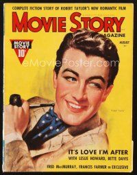 4j099 MOVIE STORY magazine August 1937 wonderful artwork of Robert Taylor holding pipe!