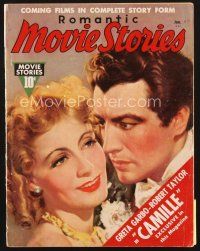 4j092 MOVIE STORY magazine January 1937 art of Garbo & Taylor in Camille + art of Santa smoking!