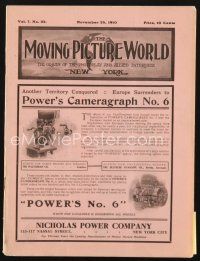 4j035 MOVING PICTURE WORLD exhibitor magazine November 26, 1910 filled with 100 year-old movie ads!