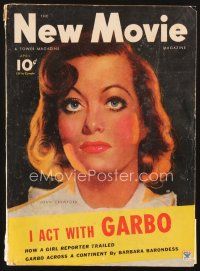 4j109 NEW MOVIE MAGAZINE magazine April 1934 artwork portrait of Joan Crawford by Clark Moore!