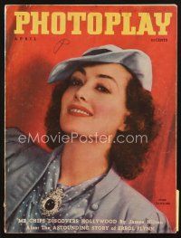4j054 PHOTOPLAY magazine April 1936 portrait of Joan Crawford in cool outfit by Hurrell-Ceccarini!