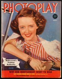 4j058 PHOTOPLAY magazine August 1940 great smiling portrait of Bette Davis by Paul Hesse!