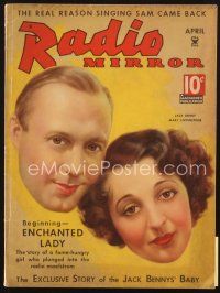 4j128 RADIO MIRROR magazine April 1935 art of Jack Benny & Mary Livingstone by A. Mozert!