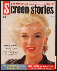 4j115 SCREEN STORIES magazine July 1957 Marilyn Monroe & Laurence Olivier in Prince & the Showgirl