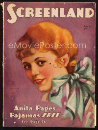 4j074 SCREENLAND magazine June 1929 art of Janet Gaynor by Warren, James Montgomery Flagg story!