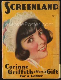 4j073 SCREENLAND magazine May 1929 great artwork portrait of Colleen Moore by Georgia Warren!