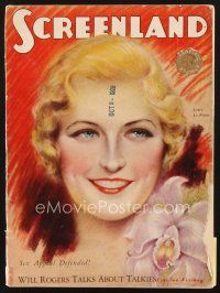 4j078 SCREENLAND magazine October 1929 artwork portrait of Laura La Plante by Charles Sheldon!