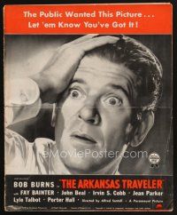 4j226 ARKANSAS TRAVELER pressbook '38 great super close up of worried Bob Burns!