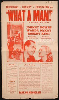 4j334 WHAT A MAN pressbook '44 Johnny Downs, Wanda McKay, Robert Kent