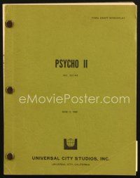 4j208 PSYCHO II final draft script June 17, 1982, horror screenplay by Tom Holland!