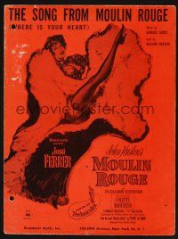 4j144 MOULIN ROUGE sheet music '52 art of sexy French dancer kicking leg, Where Is Your Heart!