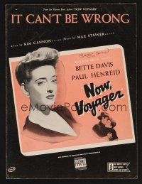 4j147 NOW VOYAGER sheet music '42 classic romantic tearjerker, Bette Davis, It Can't Be Wrong!