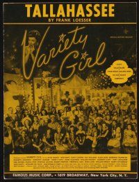 4j160 VARIETY GIRL sheet music '47 Paramount all-stars in a tremendous show, Tallahassee!