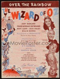 4j163 WIZARD OF OZ sheet music '39 Over the Rainbow, most classic song from the movie!