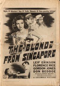 4j232 BLONDE FROM SINGAPORE pressbook '41 Leif Erikson, Florence Rice, pulse-pounding intrigue!