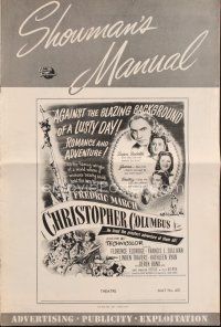 4j241 CHRISTOPHER COLUMBUS pressbook '49 art of Fredric March in the title role, Florence Eldridge!