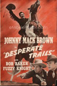 4j249 DESPERATE TRAILS pressbook '39 cowboy Johnny Mack Brown full-length on rearing horse!