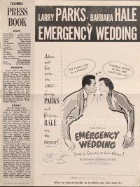 4j251 EMERGENCY WEDDING pressbook '50 Larry Parks would marry Barbara Hale in a minute!