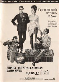 4j271 LADY L pressbook '65 cool art of sexy Sophia Loren, Paul Newman & David Niven!