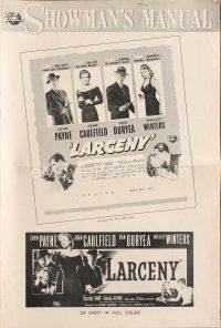 4j272 LARCENY pressbook '48 John Payne, Dan Duryea, Joan Caulfield & Shelley Winters!