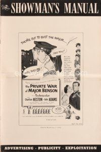 4j298 PRIVATE WAR OF MAJOR BENSON pressbook '55 the kids are out to bust Major Charlton Heston!