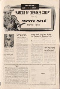 4j301 RANGER OF CHEROKEE STRIP pressbook '49 art of cowboy Monte Hale w/gun in western action!