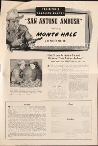 4j308 SAN ANTONE AMBUSH pressbook '49 great close up artwork of Texas cowboy Monte Hale!
