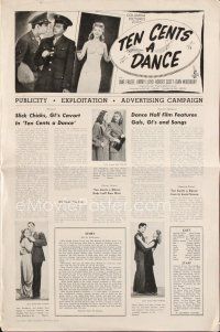 4j322 TEN CENTS A DANCE pressbook '45 Jane Frazee, on the prowl for 'dough' boys!
