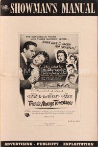 4j327 THERE'S ALWAYS TOMORROW pb '56 Fred MacMurray torn between Barbara Stanwyck & Joan Bennett!
