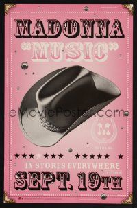 4k058 MADONNA: MUSIC music album promo special 11x17 '00 coool art of cowboy hat!