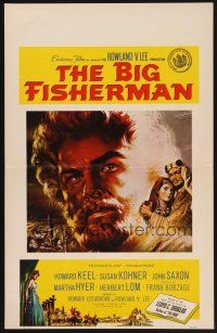 4k164 BIG FISHERMAN WC '59 cool artwork of Howard Keel, Susan Kohner & John Saxon!
