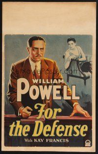 4k273 FOR THE DEFENSE WC '30 artwork of sexy Kay Francis staring at mouthpiece William Powell!