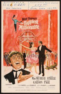 4k293 HAPPIEST MILLIONAIRE WC '67 Disney, artwork of Tommy Steele laughing & dancing!
