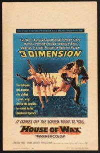 4k314 HOUSE OF WAX WC '53 cool 3-D monster carrying sexy girl + girls coming off screen!