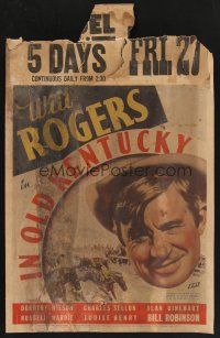4k322 IN OLD KENTUCKY WC '35 different art of Will Rogers & horse racing!