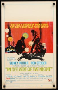 4k324 IN THE HEAT OF THE NIGHT WC '67 Sidney Poitier, Rod Steiger, Warren Oates, cool crime art!