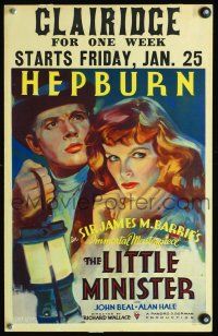 4k357 LITTLE MINISTER WC '34 art of beautiful young Katharine Hepburn, from James M. Barrie novel!