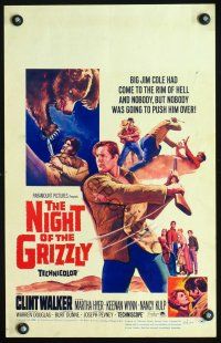 4k393 NIGHT OF THE GRIZZLY WC '66 big Clint Walker had come to the rim of Hell & held on!