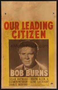 4k408 OUR LEADING CITIZEN WC '39 portrait of Bob Burns, from a story by Irvin S. Cobb!