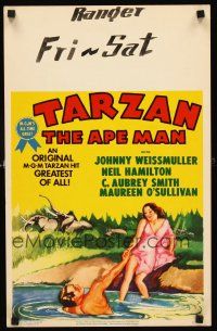 4k501 TARZAN THE APE MAN WC R54 wonderful art of Johnny Weismuller & Maureen O'Sullivan!