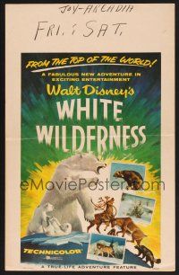 4k554 WHITE WILDERNESS WC '58 Disney, cool art of polar bear & arctic animals on top of world!