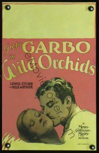 4k559 WILD ORCHIDS WC '29 close up art of Nils Asther nuzzling beautiful Greta Garbo's cheek!