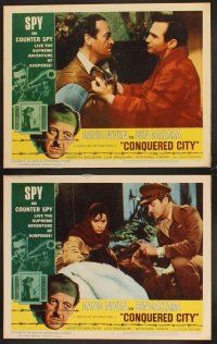 4m736 CONQUERED CITY 7 LCs '65 David Niven & Ben Gazzara, spy vs. counter spy!